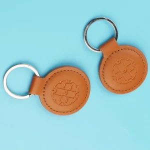 Round PU leather keychain