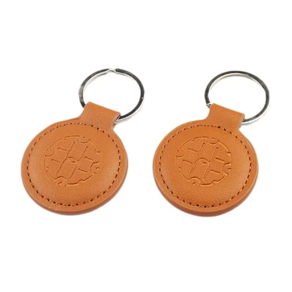 Round PU leather keychain - Image 5