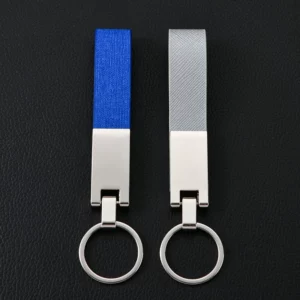 Simple pu leather + metal keychain