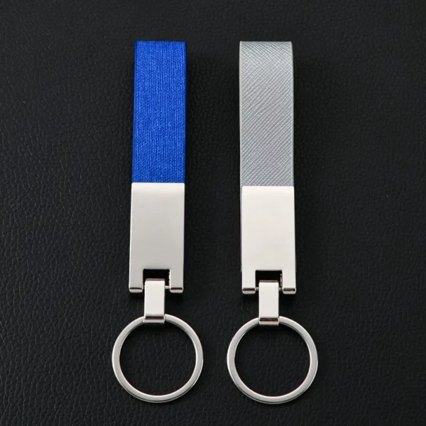 Simple pu leather + metal keychain