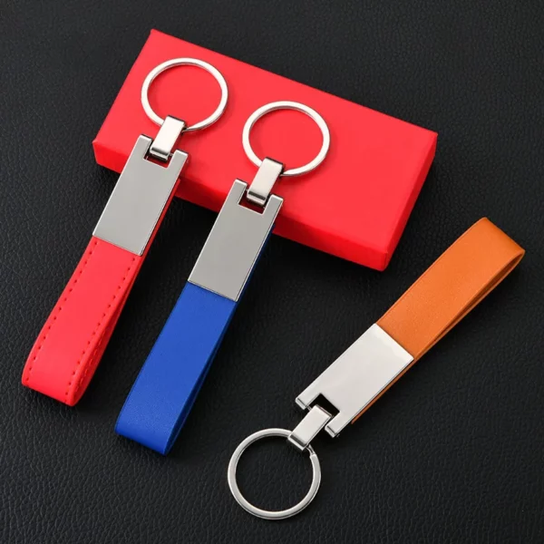Simple pu leather + metal keychain - Image 3