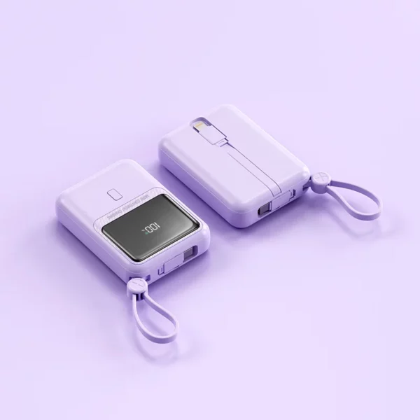Built-in Cable Fast Charging Power Bank - 10000mAh Large Screen Display - Image 5