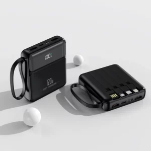 Portable Mini Fast Charging Power Bank - 10000mAh Built-in Cables Slim
