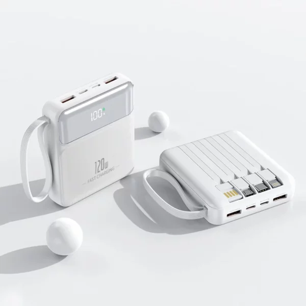 Portable Mini Fast Charging Power Bank - 10000mAh Built-in Cables Slim - Image 6