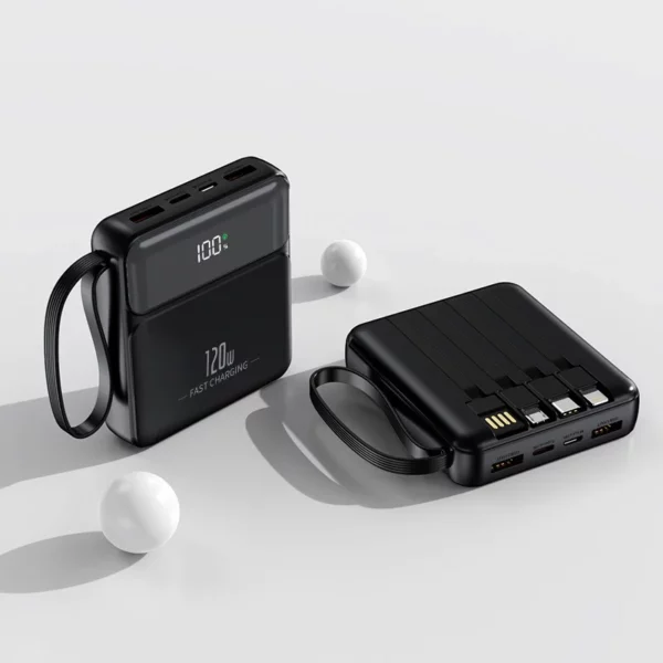 Portable Mini Fast Charging Power Bank - 10000mAh Built-in Cables Slim - Image 7