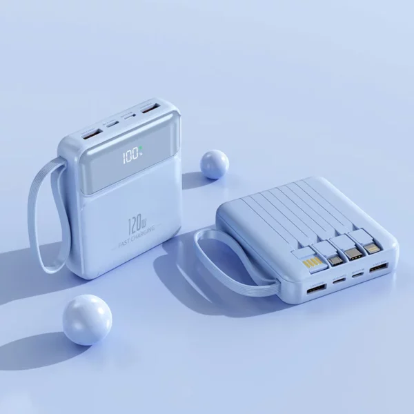 Portable Mini Fast Charging Power Bank - 10000mAh Built-in Cables Slim - Image 8