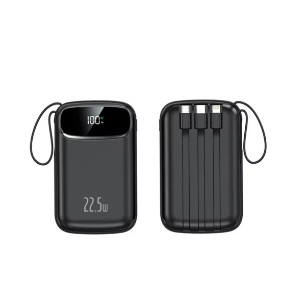 High Capacity Built-in Cable Power Bank - 10000mAh Multi-Color Fast Charge