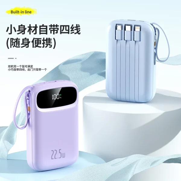 High Capacity Built-in Cable Power Bank - 10000mAh Multi-Color Fast Charge - Image 7
