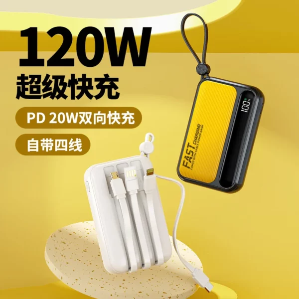 Large Capacity Multi-Port Fast Charging Power Bank - 10000mAh With Built-in Cable - Image 6