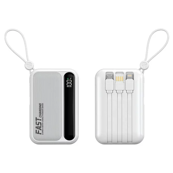 Large Capacity Multi-Port Fast Charging Power Bank - 10000mAh With Built-in Cable - Image 8