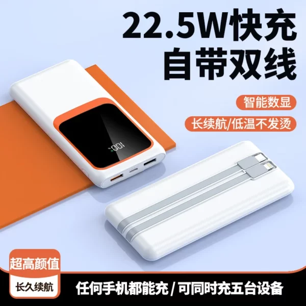 Integrated Multi-Cable Power Bank - 10000mAh 22.5W Dual Output - Image 4