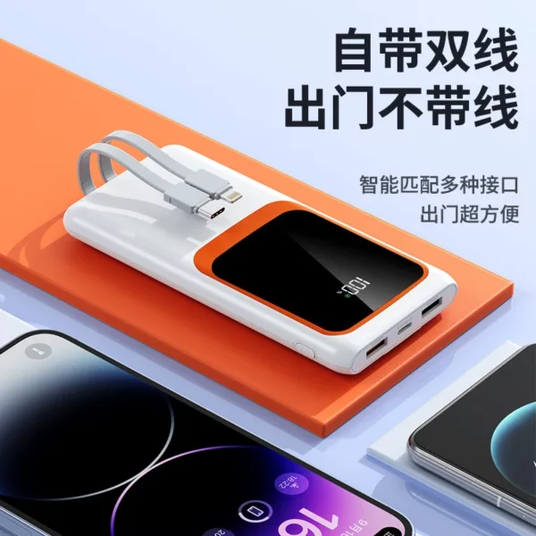 Integrated Multi-Cable Power Bank - 10000mAh 22.5W Dual Output - Image 6