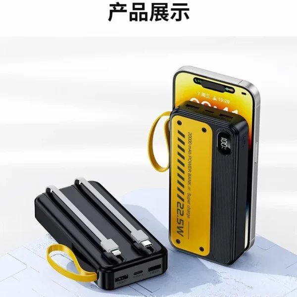 Transparent Gradient Fast Charging Power Bank - 10000mAh Multi-Port Built-in Cable - Image 3