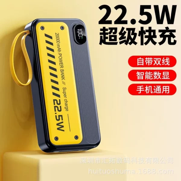 Transparent Gradient Fast Charging Power Bank - 10000mAh Multi-Port Built-in Cable - Image 4