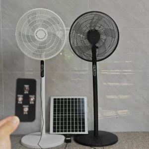 16-Inch Solar-Powered Fan with 18650 Batteries - 9V/12W Panel, 3 Charging Modes (5-13H Runtime)