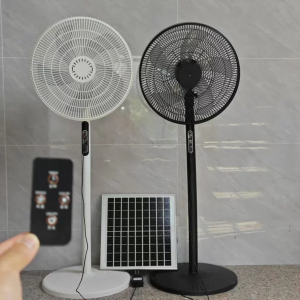 16-Inch Solar-Powered Fan with 18650 Batteries - 9V/12W Panel, 3 Charging Modes (5-13H Runtime)