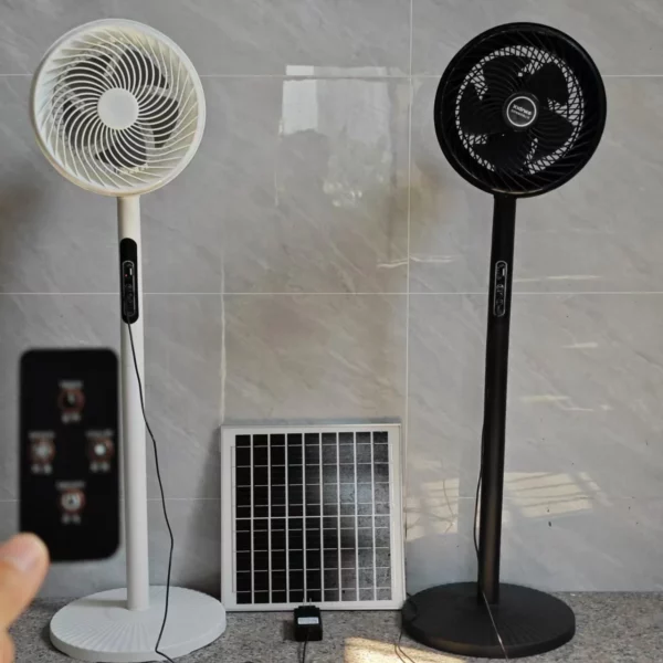 16-Inch Solar-Powered Fan with 18650 Batteries - 9V/12W Panel, 3 Charging Modes (5-13H Runtime) - Image 4