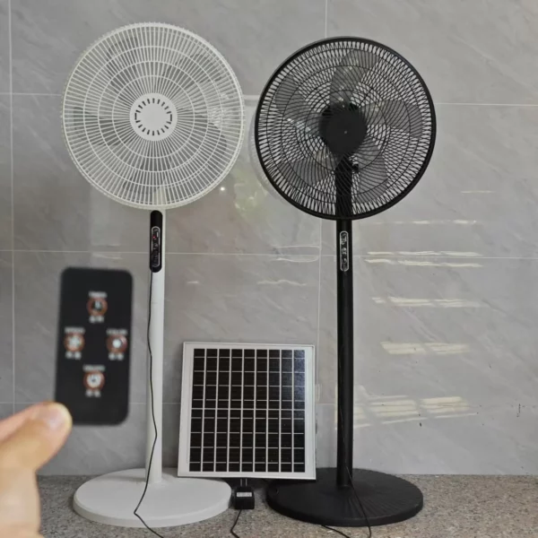 16-Inch Solar-Powered Fan with 18650 Batteries - 9V/12W Panel, 3 Charging Modes (5-13H Runtime) - Image 5
