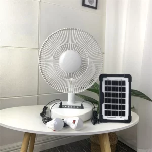 5-Speed Brushless DC Solar Fan - USB Phone Charging & LED Lights (Remote Control Included)