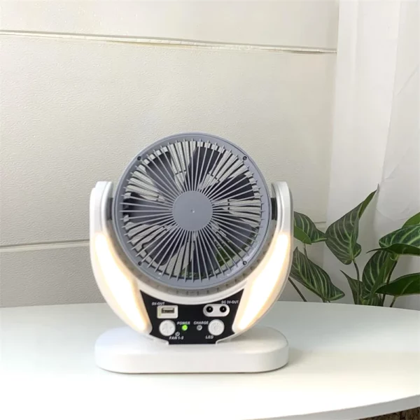 Dual-Speed Solar Fan with 16 LEDs - 20.8*9.9*24.2cm, Type-C Port (Overcharge Protection) - Image 2