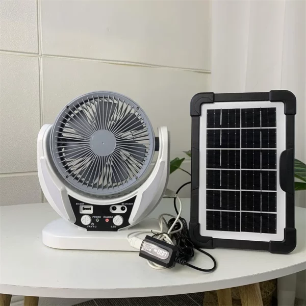Dual-Speed Solar Fan with 16 LEDs - 20.8*9.9*24.2cm, Type-C Port (Overcharge Protection) - Image 3