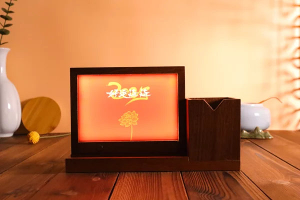 Light up logo mutil-function pen holder desk decoration photo alumn - Image 5