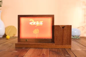Light up logo mutil-function pen holder desk decoration photo alumn
