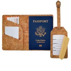 Eco-Friendly Cork Passport Cover - 19.5*13.5cm with 6*11cm Luggage Tag (OPP Packaging)