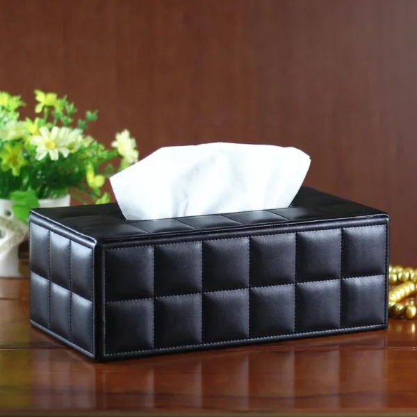 PU Leather + HDF + Non-Woven Fabric Tissue Box Cover - 25*13.5*9.5cm (Size 1) & 18*11.5*9.5cm (Size 2) - OPP Bag - Image 2