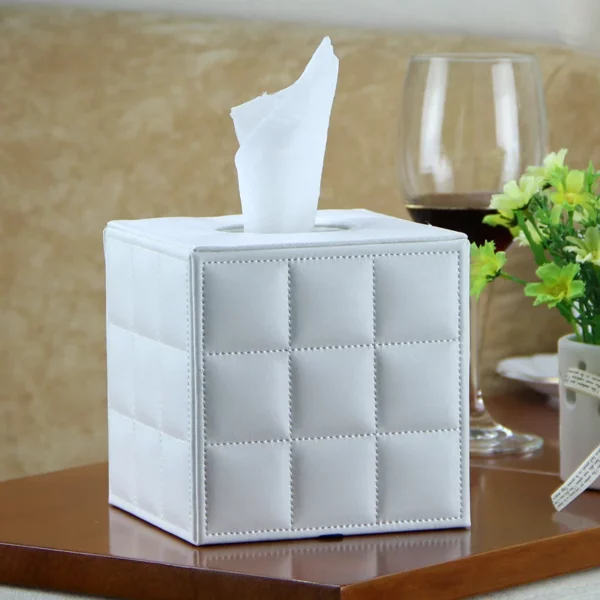 PU Leather Cube Tissue Box Cover - 13*13*13cm Square Design - OPP Bag Packaging - Image 3