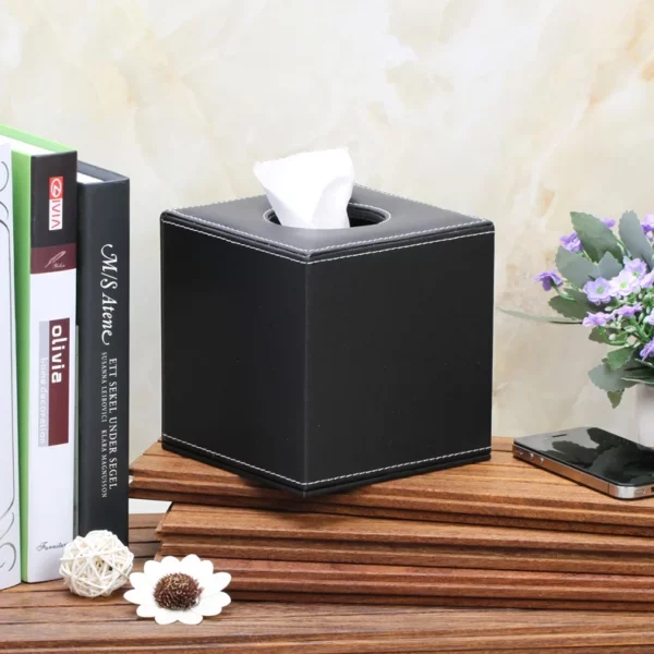 PU Leather Cube Tissue Box Cover - 13*13*13cm Square Design - OPP Bag Packaging - Image 8