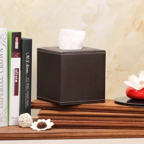 PU Leather Cube Tissue Box Cover - 13*13*13cm Square Design - OPP Bag Packaging - Image 9