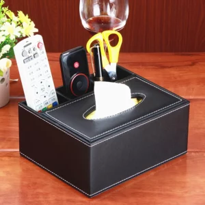 Oversized PU Leather Tissue Box Cover - 23*16.5*9.5cm - Fits Large Tissue Boxes - OPP Bag