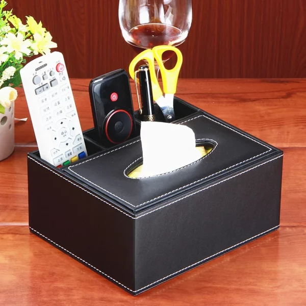 Oversized PU Leather Tissue Box Cover - 23*16.5*9.5cm - Fits Large Tissue Boxes - OPP Bag