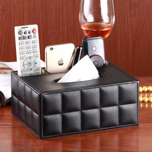 Oversized PU Leather Tissue Box Cover - 23*16.5*9.5cm - Fits Large Tissue Boxes - OPP Bag - Image 2