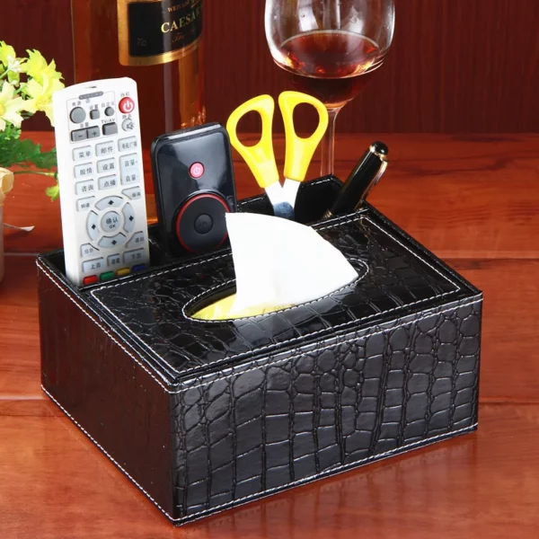 Oversized PU Leather Tissue Box Cover - 23*16.5*9.5cm - Fits Large Tissue Boxes - OPP Bag - Image 5