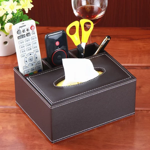 Oversized PU Leather Tissue Box Cover - 23*16.5*9.5cm - Fits Large Tissue Boxes - OPP Bag - Image 7