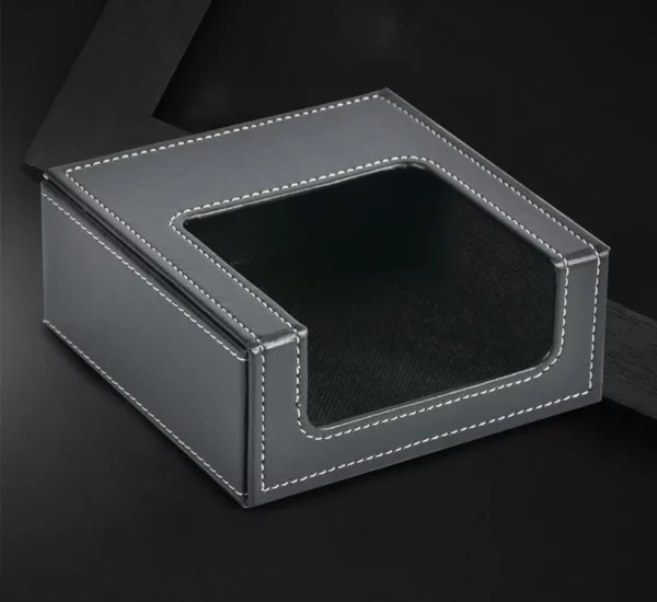 Classic PU Leather Square Tissue Box Cover - 13*13*13cm - OPP Bag Packed