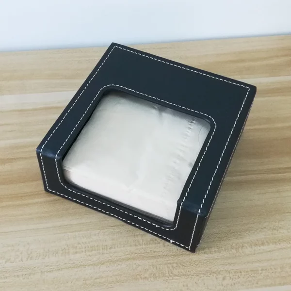 Slim PU Leather Tissue Box Cover - 13.7*13.7*3.5cm Low Profile Design - OPP Packaging - Image 3