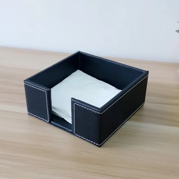 Slim PU Leather Tissue Box Cover - 13.7*13.7*3.5cm Low Profile Design - OPP Packaging - Image 5