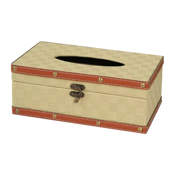 PU Leather & Wood Combination Tissue Box Cover - 25*9.5cm, 0.56kg - Premium Design - OPP Bag - Image 3