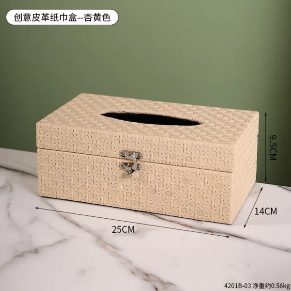 PU Leather & Wood Combination Tissue Box Cover - 25*9.5cm, 0.56kg - Premium Design - OPP Bag - Image 9