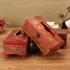 Compact PU Leather & Wood Tissue Box Cover - 19.3*10.5*7.5cm, 0.28kg - OPP Bag Packaging