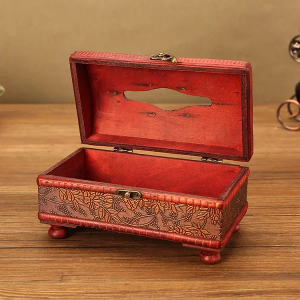 Compact PU Leather & Wood Tissue Box Cover - 19.3*10.5*7.5cm, 0.28kg - OPP Bag Packaging - Image 5