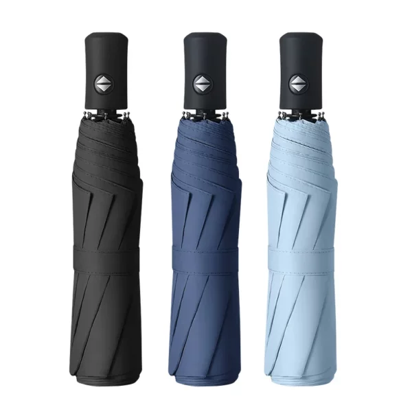 8-Rib Compact Folding Umbrella - 21" (97x58cm) 210T Fabric - Lightweight Windproof - Image 2