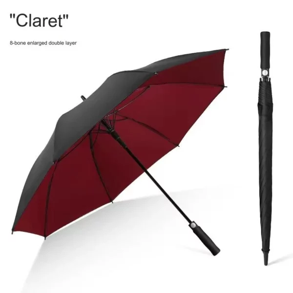 8-Rib Large Windproof Umbrella - 27" (130x97cm) 210T Fabric - Extra Coverage - Image 2