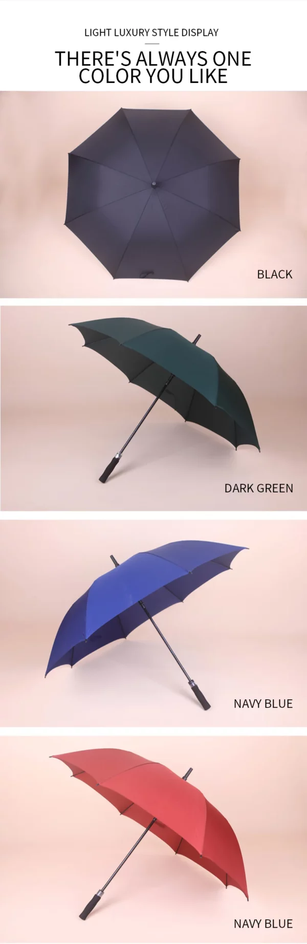8-Rib Large Windproof Umbrella - 27" (130x97cm) 210T Fabric - Extra Coverage - Image 7