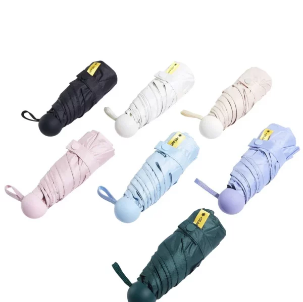 6-Rib Compact Travel Umbrella - 190T Fabric, 230g - Capsule Box Packaging - Image 4