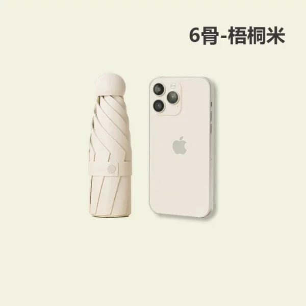 6-Rib Compact Travel Umbrella - 190T Fabric, 230g - Capsule Box Packaging - Image 6