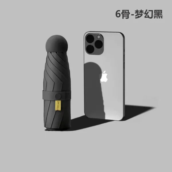 6-Rib Compact Travel Umbrella - 190T Fabric, 230g - Capsule Box Packaging - Image 7